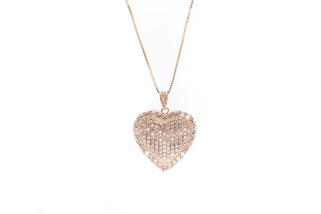 Rose Gold Pave Heart Necklace