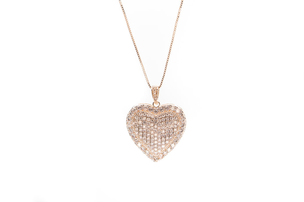 Rose Gold Pave Heart Necklace