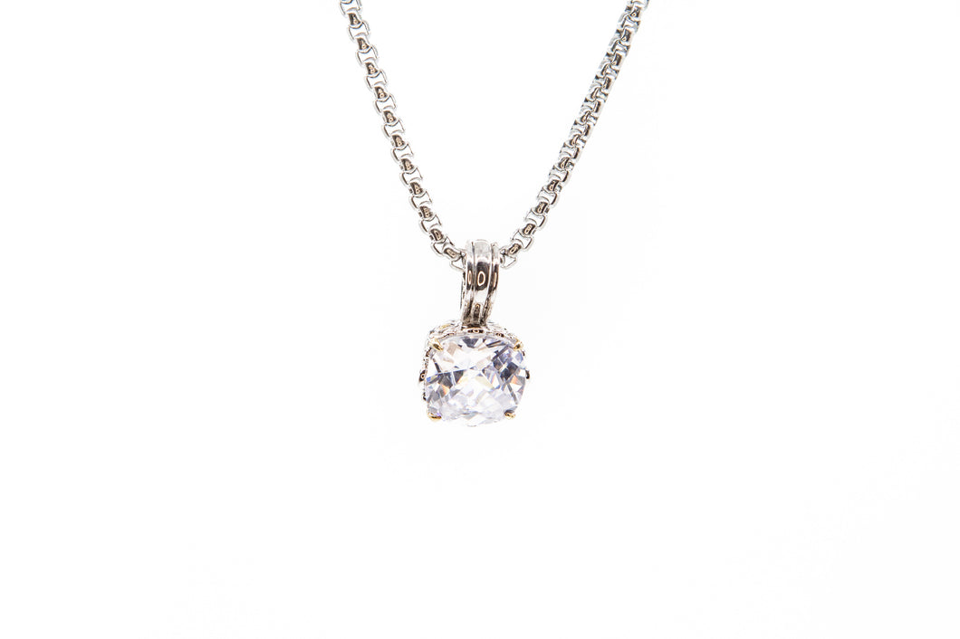 Silver Clear Pendant Necklace