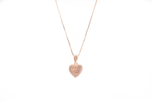 Rose Gold Puffy Heart Necklace