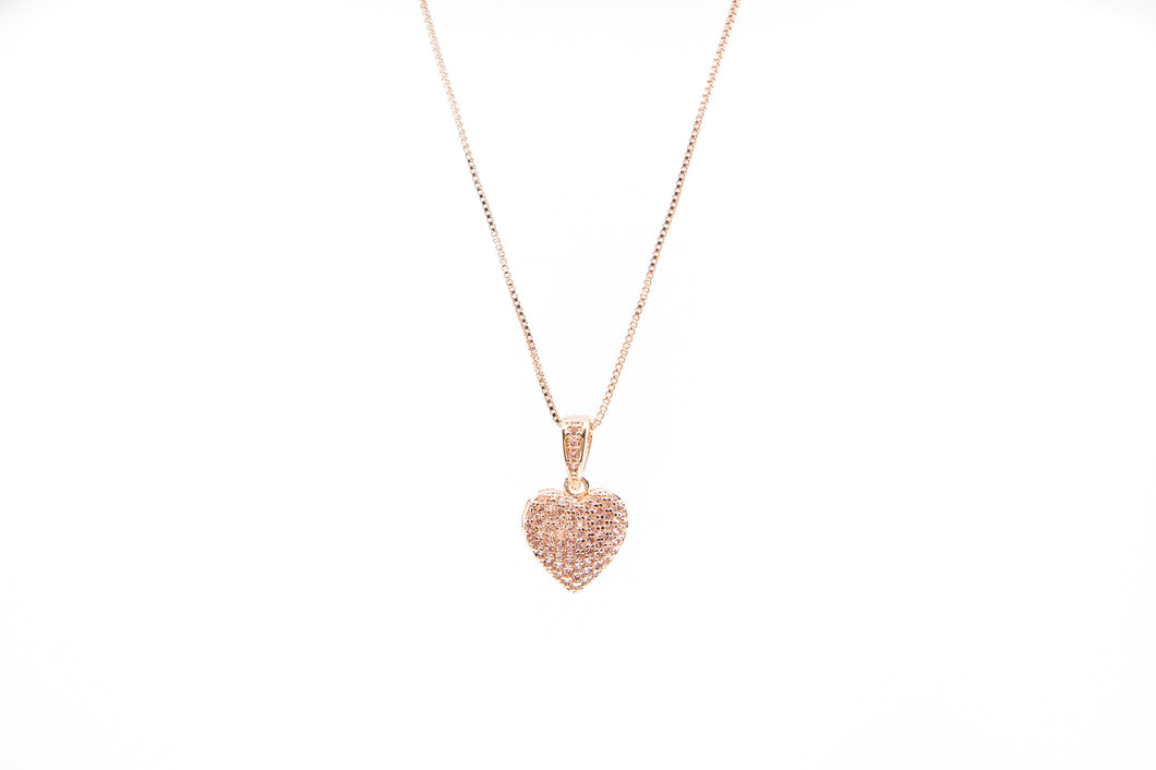 Rose Gold Puffy Heart Necklace