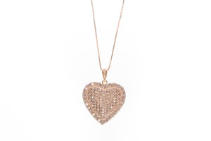 Pink Rose Gold Pave Heart Pendant