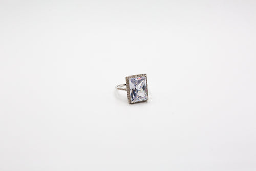 Silver Ring with Emerald cut stone