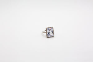 Silver Ring with Emerald cut stone