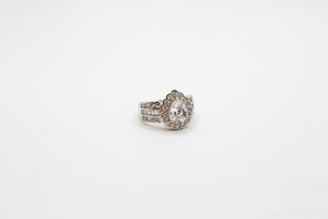 Tear Drop Ring with Crystal and Pave stones