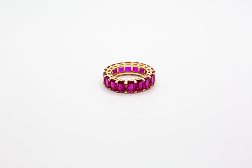 Magenta Emerald Cut ring