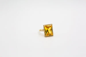 Gold with Canary Yellow Emerald Cut Stone