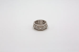 Octagon Ring with crystal and pave stone