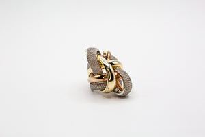 Tri-Color ring with pave stones
