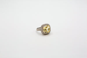 Sterling silver ring with yellow canary stone