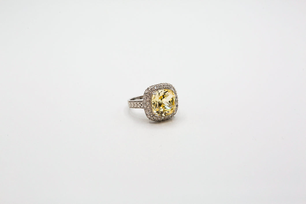 Sterling silver ring with yellow canary stone