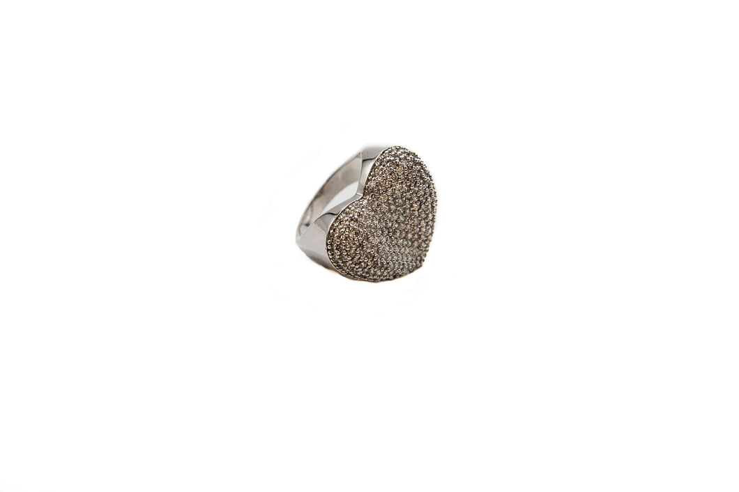 Pave Heart Stone Ring