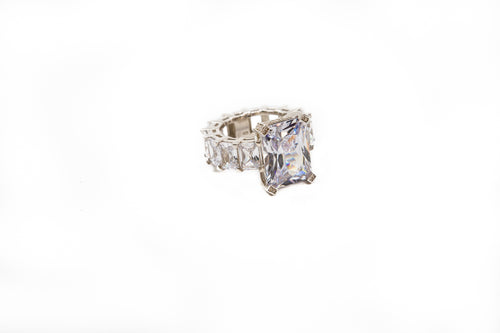 Emerald cut eternity band ring