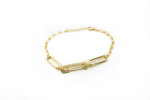 Gold Pave Safety Pin Bracelet