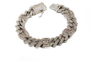 Half Gucci Half Cuban Link Pave Stone Bracelet