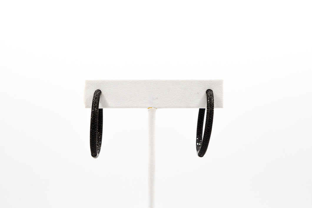 Black Pave Hoop Earring