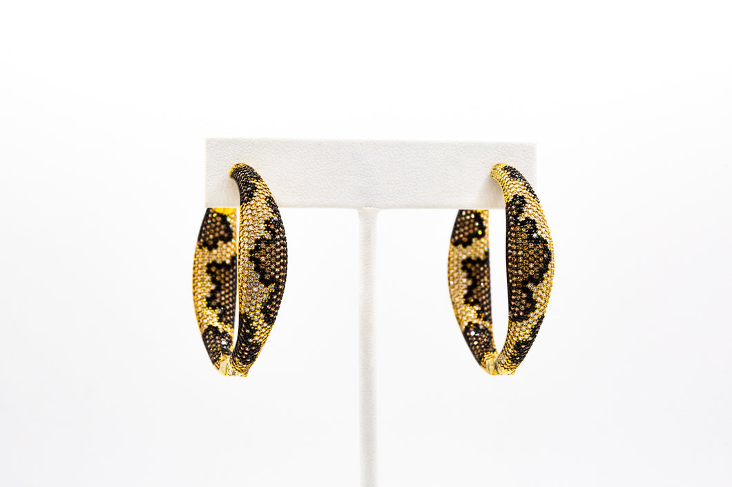 Gold Animal Pave Hoop Earring