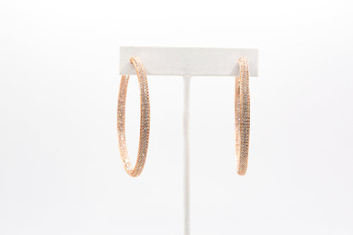 Rose Gold Pave Hoop Earring (Large)