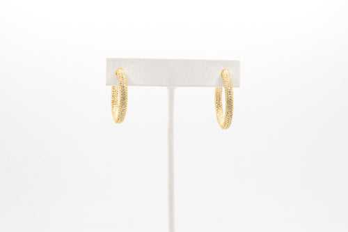 Gold Pave Stone Hoop Earring