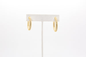 Gold Pave Stone Hoop Earring