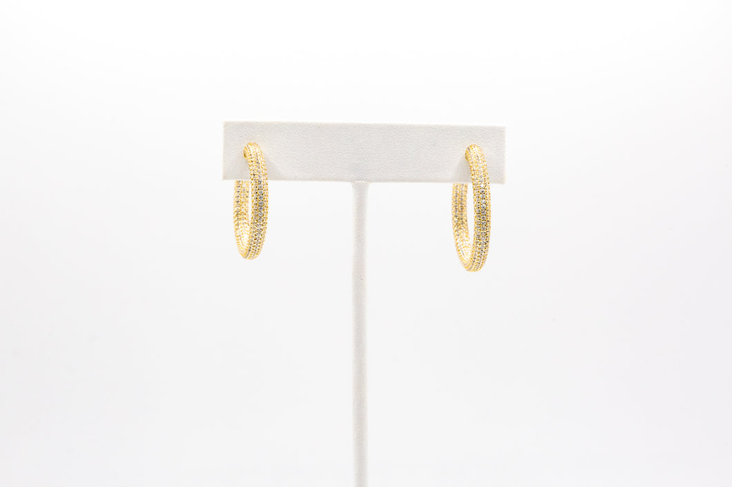 Gold Pave Stone Hoop Earring